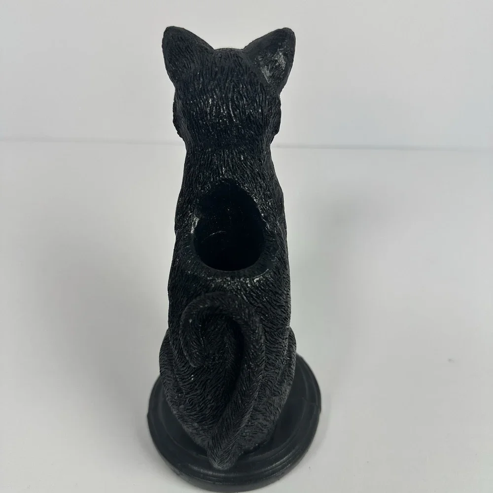 Ashland Halloween Black Cat Taper Candle Holder Resin Gothic Spooky Decor 6 In